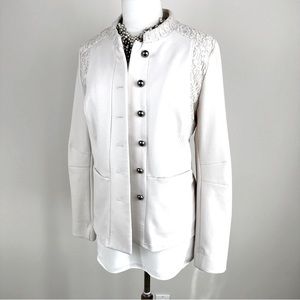 LOGO by Lori Goldstein Size L Cream Lace Blazer Jacket